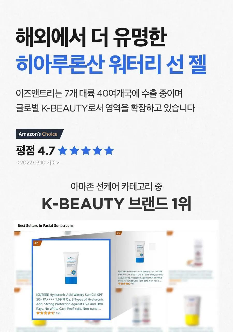 [NCT 재민PICK] 이즈앤트리 히아루론산 워터리 선젤 50ml 상세페이지 4